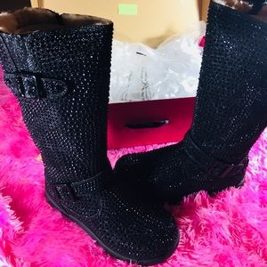 Black Crystal Rhinestone boots